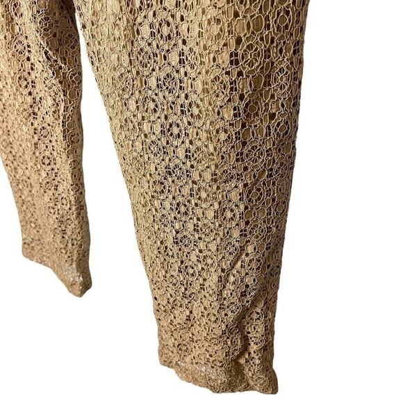 Chicos Womens Lace Overlay Lined Pull On Tapered Leg Tan Beige Pants Ankle 2 / L - Picture 8 of 16